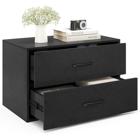 Cómoda de Almacenamiento Horizontal Apilable de 2 Cajones con Asas