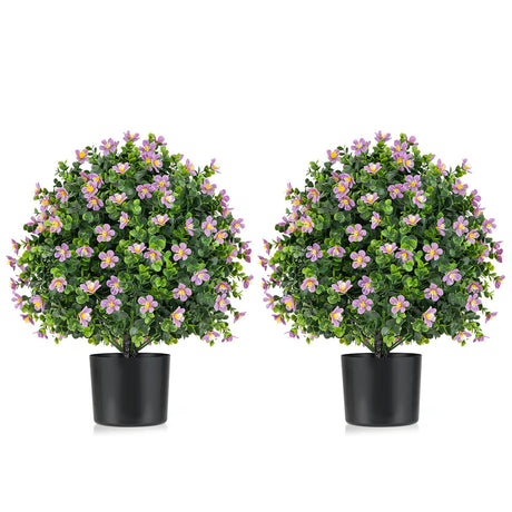 Paquete de 2 bolas de boj artificiales, árboles topiarios, arbustos sintéticos con flores