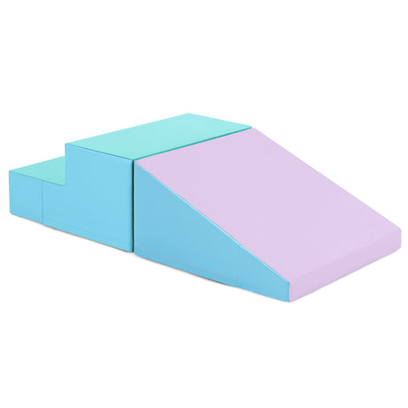 Escalador y Tobogán de 2 Piezas para Bebés y Niños Pequeños Juego de Bloques de Espuma Suaves para Bebé - Azul