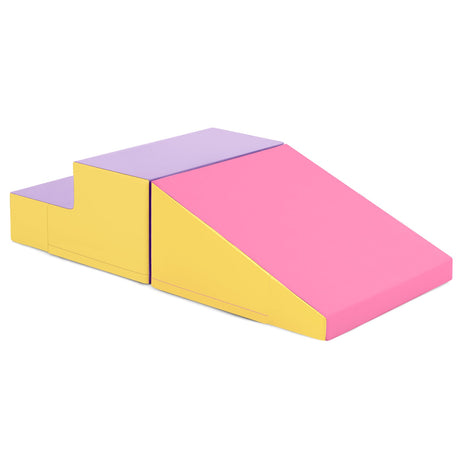 Escalador de dos piezas con escalón y tobogán para bebés y niños pequeños, juego de bloques de espuma suave para bebés - Amarillo