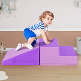 Juego de bloques de espuma suave para bebés de 2 piezas con tobogán y escalador para bebés y niños pequeños - Morado