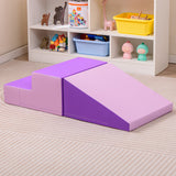 Juego de bloques de espuma suave para bebés de 2 piezas con tobogán y escalador para bebés y niños pequeños - Morado