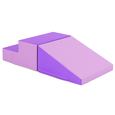 Juego de bloques de espuma suave para bebés de 2 piezas con tobogán y escalador para bebés y niños pequeños - Morado