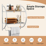 Wall Mounted 2-Tier Bathroom Towel Rack with 2 Towel Bars
