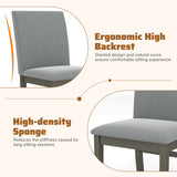 Upholstered Dining Chairs Set of 2 with Rubber Wood Legs and High Back-Gray