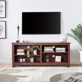 Mueble para TV de madera de 58 pulgadas para televisores de hasta 65 pulgadas con 4 estantes de almacenamiento abiertos