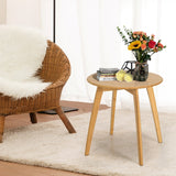 Mesa auxiliar redonda de bambú, moderna y elegante, con tablero redondo de 50,8 cm - Natural