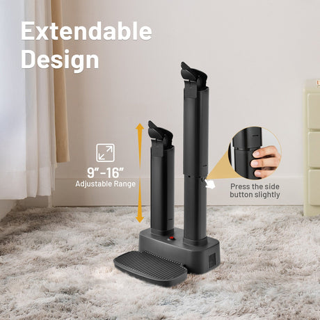 Secador de zapatos eléctrico de 2 pares con calentador portátil ajustable