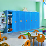 Taquilla metálica de un nivel para niños, segura, de 48 pulgadas, color azul