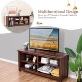 Mueble para TV de madera de 58 pulgadas para televisores de hasta 65 pulgadas con 4 estantes de almacenamiento abiertos