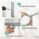 Custom Closet Organizer Kit 3 to 5 Feet Wall-Mounted Closet System with Hang Rod
