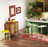 Paquete de 5 piezas para cocina y comedor: Taburetes de bar ajustables (juego de 2) + Taburetes apilables (juego de 6) + Aparador de almacenamiento de ratán