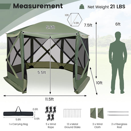 Carpa Pantalla Pop-up de 11.5 X 11.5 PIES con Bolsa de Transporte Portátil