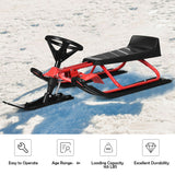 Trineo de nieve para niños con volante, frenos dobles y cuerda de tracción