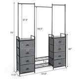 3-in-1 Portable Multifunctional Dresser with 8 Fabric Drawers and Metal Rack