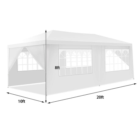 Carpa Toldo de 10 x 20 pies con 6 paredes laterales y bolsa de transporte - Blanco