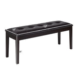 Upholstered Dining Room PU Bench Solid Wood Button Tufted
