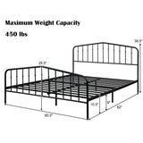 Queen Size Metal Bed Frame Slat Platform
