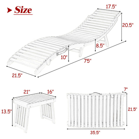Juego de 3 Sillas Plegables de Teca para Patio con Mesa Lateral Plegable