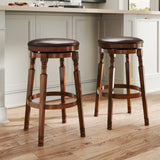Set of 2 29-Inch Swivel Leather Padded Dining Bar Stools