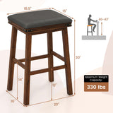Set of 2 24/30 Inch Dining Bar Stool with Rubber Wood