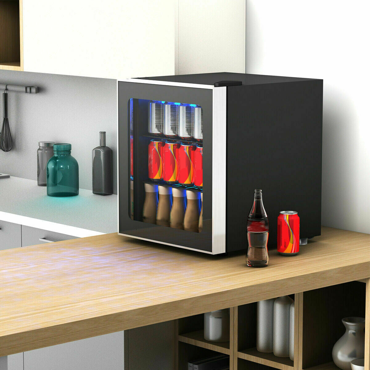 Mini Refrigerador para 60 Latas con Puerta de Cristal
