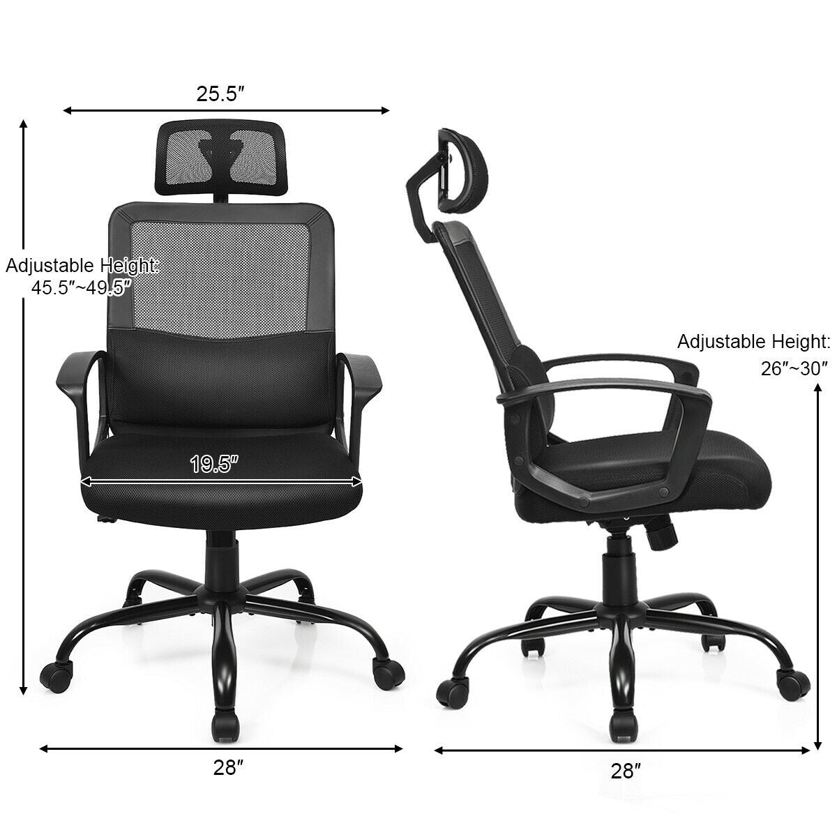 Silla de oficina de malla con respaldo alto giratoria ergonómica