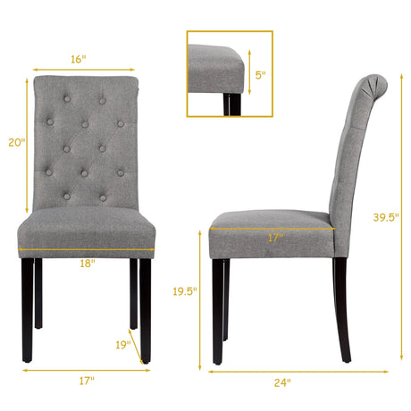 Juego de 2 sillas de comedor tapizadas con almohadillas antideslizantes ajustables