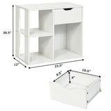 3-Cube Bookcase 2-tier Wooden Storage Shelf with Pull-out Drawer-Brown
