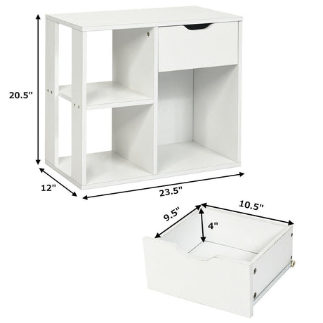 Estantería de 3 cubos de 2 niveles con cajón extraíble de madera - Marrón