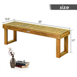 Banco de comedor de madera de acacia de 52 pulgadas con asiento de listones