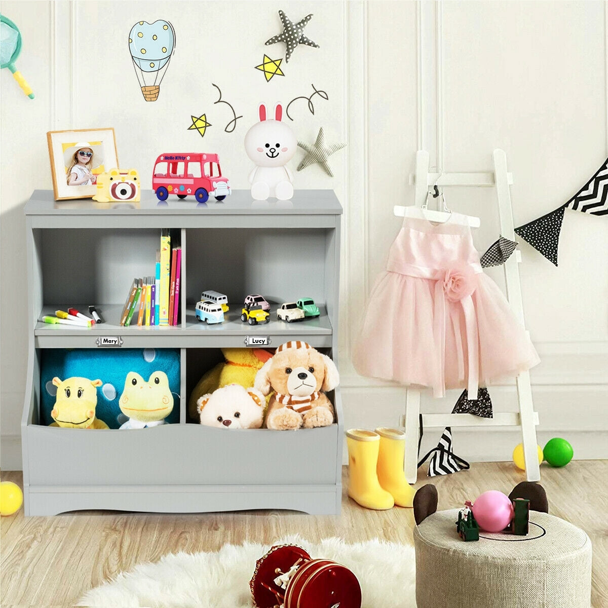 Mueble Bajo Multiusos con Estantería para Niños