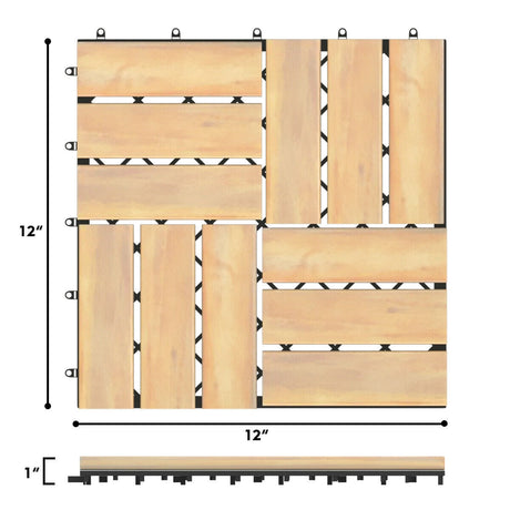 10 piezas de baldosas entrelazadas para terrazas de madera de acacia de 12 x 12 pulgadas