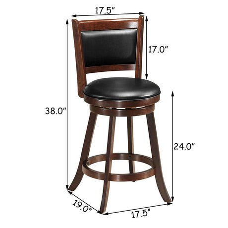 Taburete giratorio de altura de barra de 29 pulgadas, de madera tapizada para comedor