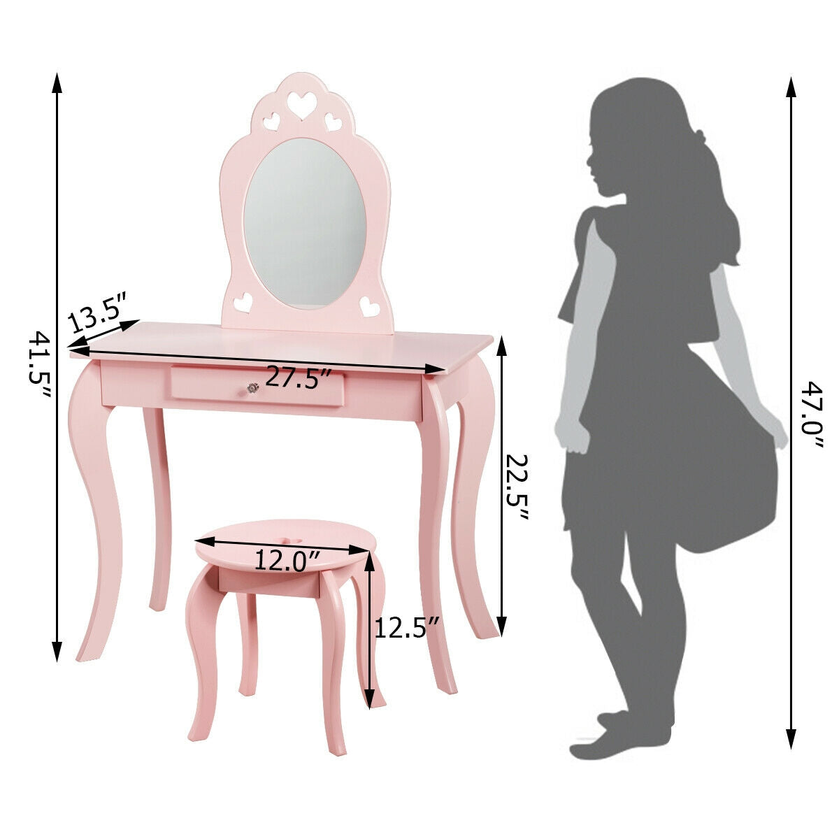 Juego de mesa de tocador de maquillaje de princesa para niños con espejo