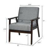 Solid Rubber Wood Fabric Accent Armchair