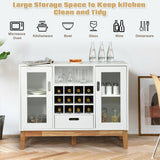 Mueble de almacenamiento de vino de madera Aparador Consola Buffet Servidor - Blanco
