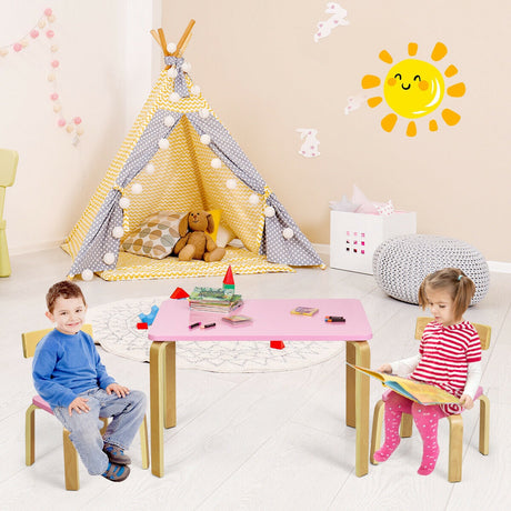 Juego de mesa y 2 sillas de madera de 3 piezas para niños