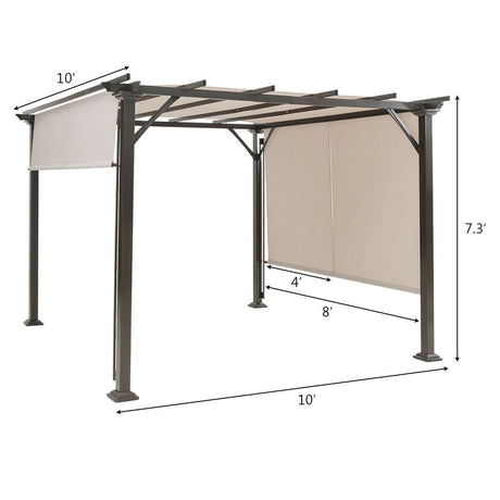 Cobertizo de 10 x 10 pies con estructura metálica para muebles de patio - Beige