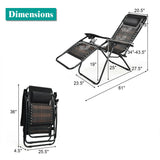 Folding Rattan Zero Gravity Lounge Chair with Removable Head Pillow
