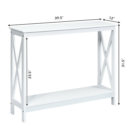 Mesa auxiliar de sofá de 2 niveles con diseño en X