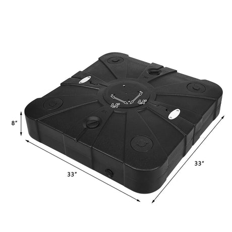 Base de sombrilla excéntrica de 260 libras con ruedas, rellenable con arena y agua