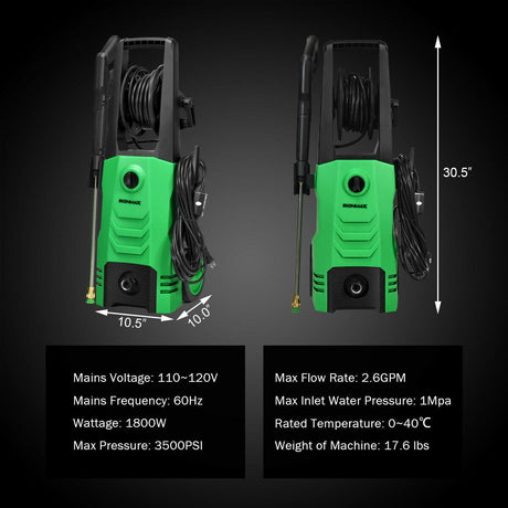 Hidrolavadora eléctrica de 3500 PSI con ruedas