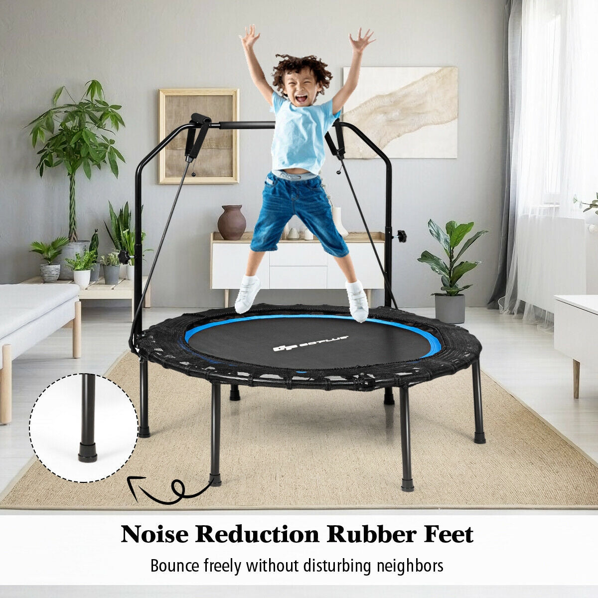 Trampolín de fitness plegable de 40 pulgadas con bandas de resistencia para el hogar ajustable