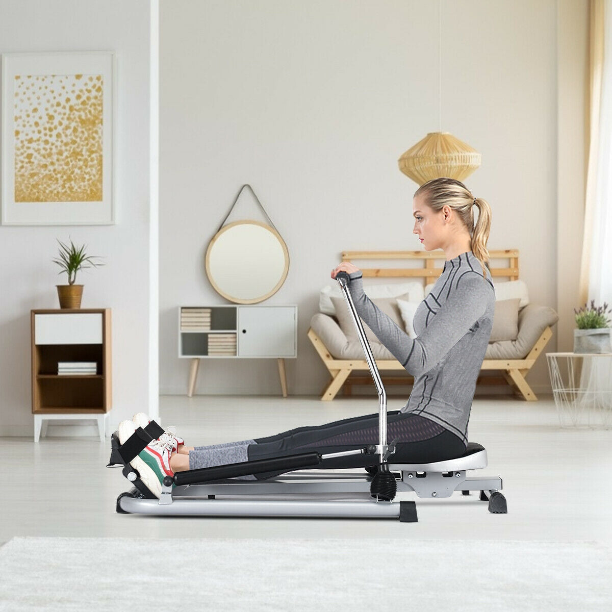 Máquina de remo de doble resistencia hidráulica ajustable para ejercicio
