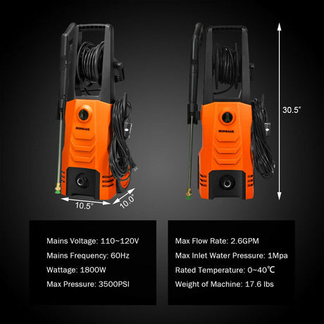 Hidrolavadora eléctrica de 3500 PSI con ruedas