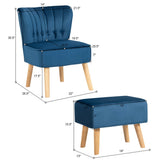Juego de otomana y sillón auxiliar moderno con reposapiés