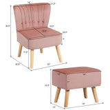 Juego de otomana y sillón auxiliar moderno con reposapiés