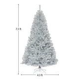 7.5 Ft Hinged Unlit Artificial Silver Tinsel Christmas Tree