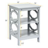 3-tier Nightstand Sofa Side End Accent Table-Black